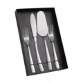 Roestvrijstalen taartmes spatel en dessertvork 4-delige set huwelijksfeest bestek geschenkdoos - 4-Delige Set in Doos / Zilver 4-delige Set