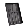 Schwarzes Edelstahl Tortenheber und Kuchengabel Set im Geschenkkarton für Hochzeitsfeier. - 4-Teiliges Set in Box / Schwarz 4-teiliges Set