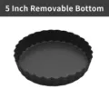 5-inch professional black non-stick tart pan with removable loose bottom and fluted edges - Small Round Style / Solid Loose Base