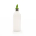 Green nozzle squeeze sauce bottle, translucent white body, kitchen condiment dispenser. - Green (Narrow Spout)