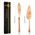 Elegante juego de cuchillo y pala para pastel de acero inoxidable gofrado oro rosa - Juego de 2 Piezas (Con Caja) / Rosa oro