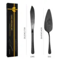 Elegant black embossed stainless steel cake serving set with precise dimensions and box - 2-Piece Set (With Color Box) / Black