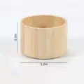 Natürlicher runder Bambus Aufbewahrungsbehälter Desktop Organizer Holzbecher Halter Stand - Ersatzdeckel aus Bambus / 3.5x5.3x5.3cm / Schwarz