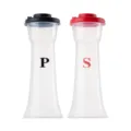 2-teiliges Salz- und Pfefferstreuer-Set aus Kunststoff mit P- und S-Etiketten für Küche - Schwarz Und Rot (Salz- und Pfefferstreuer Set) / 2-Teiliges Set