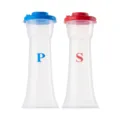 Zweiteiliges Salz- und Pfefferstreuer-Set aus Kunststoff mit leuchtend roten und blauen Deckeln - Blau Und Rot (Salz- und Pfefferstreuer Set) / 2-Teiliges Set
