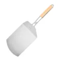 Stainless steel pizza peel with foldable wooden handle for baking, cake transfer and kitchen use. - Style 2