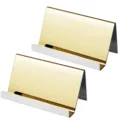 Minimalist gold stainless steel business card holder for professional office desktop display - Mirror Gold