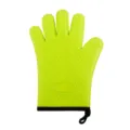 Green silicone oven mitt with heart texture, heat resistant five finger kitchen baking glove - 1pc Green