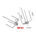 Detailed dimensions of stainless steel 4-prong rotisserie meat forks for grill. - MF03 / Stainless Steel MF03
