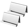 Minimalist silver 304 stainless steel business card holders for professional office desk - Mirror Silver