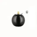 Manual black spherical pepper grinder, durable kitchen spice mill with metal hand crank. - Black Round Ball