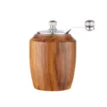 Manual acacia wood pepper grinder and spice mill with metal handle for kitchen cooking use. - Wine Jar