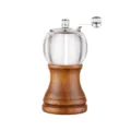 Manual wooden pepper grinder with clear container and steel handle for kitchen seasoning. - Antique Acrylic
