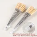 304 Edelstahl Grillspieße mit Holzgriff, 34 cm langes flaches Grillnadel Set für Fleisch - 2.4# 304 Holzgriff Flachspieß / 35cm (25 Stück/Packung)