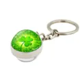 Premium green four-leaf clover crystal ball metal keychain, lucky clover keyring gift - Radial Texture Clover (XSWX6005-5)
