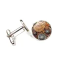Elegant steampunk cufflinks featuring mechanical gear and vintage clock face design - Mechanical Gear Time Gem Style (XSWX6040-5)