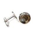 Steampunk mechanical gear cufflinks with vintage clockwork design under glass - Mechanical Gear Time Gem Style (XSWX6040-6)