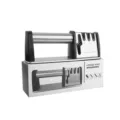 4-stage manual kitchen knife sharpener with ergonomic handle for quick sharpening and scissors. - 4-Stage Knife Sharpener
