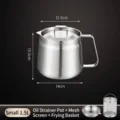 1.5L 304 stainless steel oil filter pot with mesh strainer and deep frying basket - 1.5L / 304 Stainless Steel Oil Filter Pot with Strainer and Basket (CN0810)