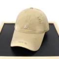Casual distressed L embroidery baseball cap, unisex sun hat for spring and summer. - Adult 56-60cm / Khaki
