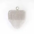 Sparkling rhinestone evening clutch bag with elegant tassel fringe and ring handle for women. - Silver