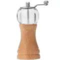 Manual wooden pepper grinder with clear glass container and metal crank handle for spices. - Large Acrylic in Original Color