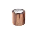 Acacia wood pepper grinder with stainless steel perforated top lid for kitchen use. - Salt Shakers