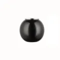 Modern black round pepper grinder with silver metal top cap, manual spice mill for kitchen. - Black Ball Salt Shakers