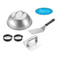 5pcs stainless steel BBQ tool set with basting cover spatula meat press and egg rings - 5-Piece BBQ Tool Set