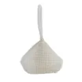 Elegant large triangular evening clutch bag covered with silver aluminum beads for banquets - 20x5x17cm / Silver