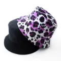 Reversible bucket hat for men and women, featuring black and purple leopard print, summer sun cap. - Adult 55-58cm / Leopard Print Purple