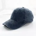 Classic washed denim baseball cap for men and women, retro casual style, solid color design. - Adult 55-59cm / Navy Blue