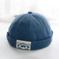 Herren Retro Denim Docker Cap lässige Miki Mütze Vintage Streetwear Melonenmütze Detailansicht. - Erwachsene 55-58cm / Denim-Blau