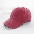 Vintage washed red baseball cap detail, casual denim style hat close up, fashion streetwear headwear - Adult 55-59cm / Burgundy