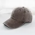 Vintage washed cotton baseball cap for men and women, solid color casual dad hat for daily wear. - Adult 55-59cm / Coffee