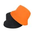 Detailed close-up view of the dual-color bucket hat showcasing fine stitching and fabric texture. - Adult 55-58cm / Orange and Black