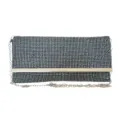 Rhinestone Evening Clutch Bag with Metal Trim and Chain Strap for Women Party Prom - Black