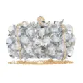 Elegant silver sequin evening bag with faux pearls and gold chain strap for parties. - Length 19cm* width 5cm* height 10cm / Silver