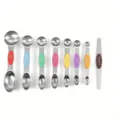 Komplettes magnetisches Edelstahl-Messlöffel-Set mit Nivellierer für genaues Backen und Kochen - Armband Achterpack / bunt