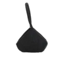Elegante bolso de noche con cuentas de aluminio negro y una forma triangular única - 20x5x17cm / Negro