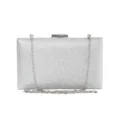 Silver glitter clutch bag for women evening party wedding prom metal chain shoulder bag - 20cm x 4cm x 12cm / Silver
