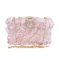 Elegant pink 3d rose flower evening clutch bag with sparkling rhinestone clasp and gold chain. - L20cm*W4cm*H12cm / Pink