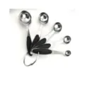 Set of 5 stainless steel measuring spoons with black silicone handles on a metal ring - Black / Black 5-Piece Measuring Spoon Set