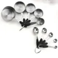 10-piece stainless steel measuring cup and spoon set with black silicone handles - Black / Black 10-Piece Measuring Set