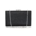 Black glitter evening clutch bag, stylish chain shoulder crossbody party purse for women. - 20cm x 4cm x 12cm / Black