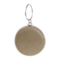 Gold rhinestone round evening clutch bag with circular metal handle for women party wedding - Gold
