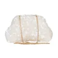 Handmade sequin evening clutch bag with gold chain strap, stylish dumpling pouch for party. - Apricot