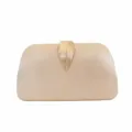 Elegant satin evening clutch bag with gold leaf clasp, perfect for parties and wedding dresses. - Champagne