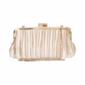 Elegant champagne satin pleated evening clutch handbag with gold chain strap for ladies - L 24cm * W 4cm * H 12cm / Champagne