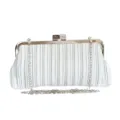 Elegant pleated evening clutch bag for women, wedding party shoulder chain handbag. - L 24cm * W 4cm * H 12cm / Silver